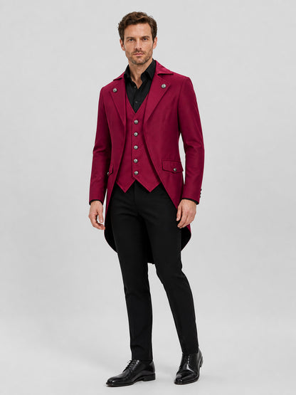 Stage Tailcoat for Halloween and Cosplay, Wine and Black Costumes detail