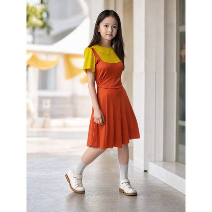 Children’s Carnival Dress with Bright Color-Block Design lifestyle view