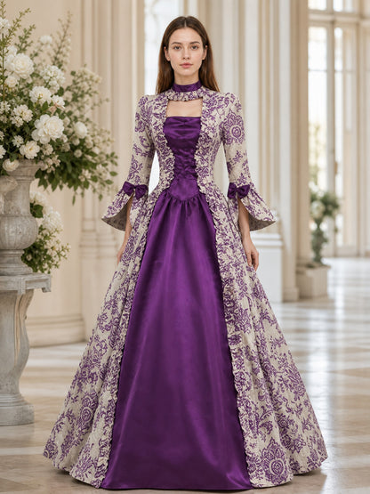 Evening Dress with Long Sleeves and a Patterned Bodice lifestyle view