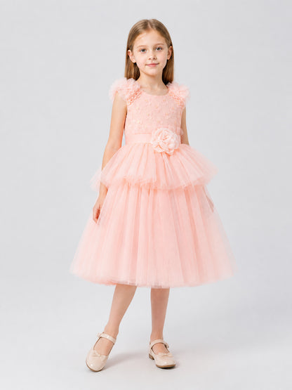 Dressy Dress with a Full Tulle Skirt and Rose Costume Dresses detail