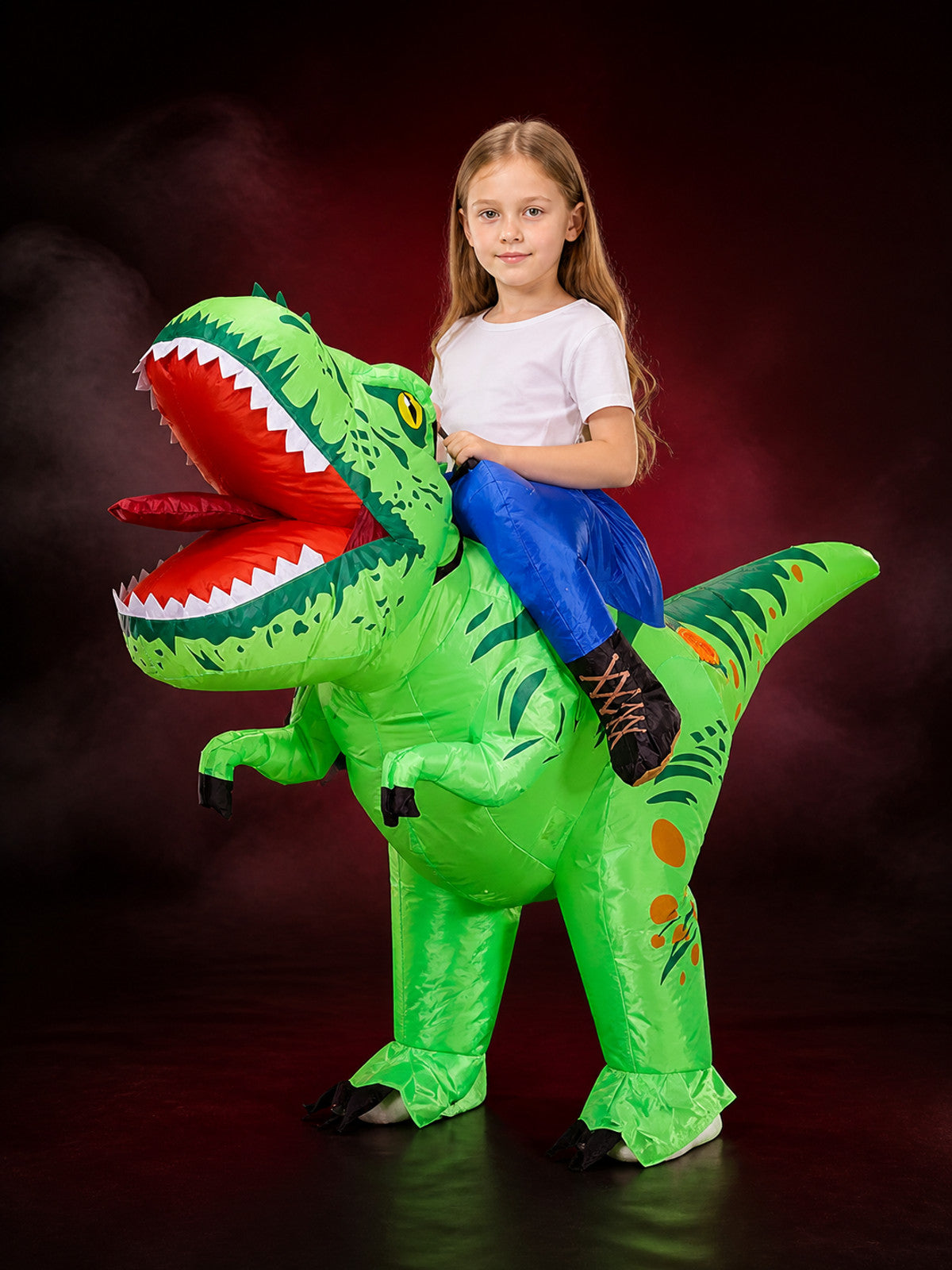 Green Dinosaur Inflatable Costume, Funny Halloween Party Outfit main product view
