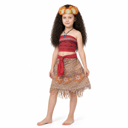 Moana Costume with Skirt and Wig Costume Wigs detail
