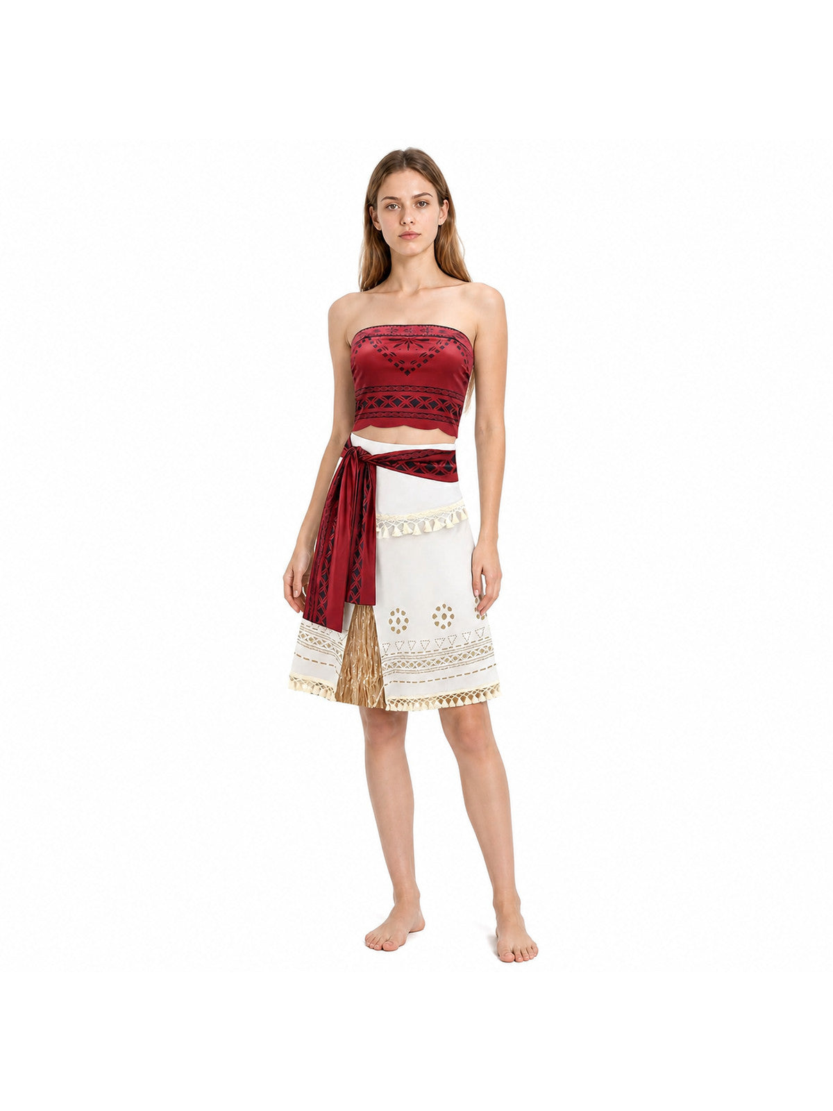 Moana Cosplay Costume, Top and Patterned Skirt