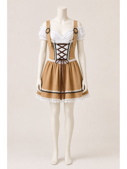 Bavarian Lace-Up Costume with Lace for Oktoberfest Costumes detail