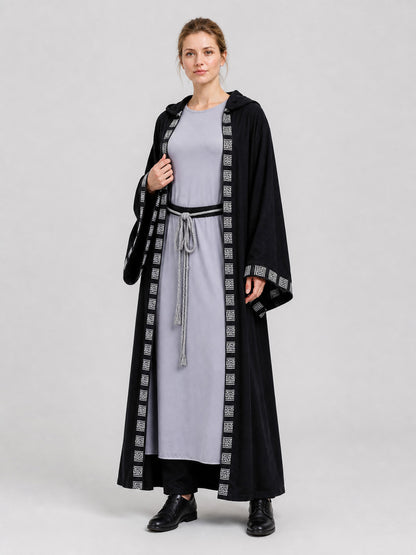 Wizard costume with hood and belt, black, M-XXL Costumes detail
