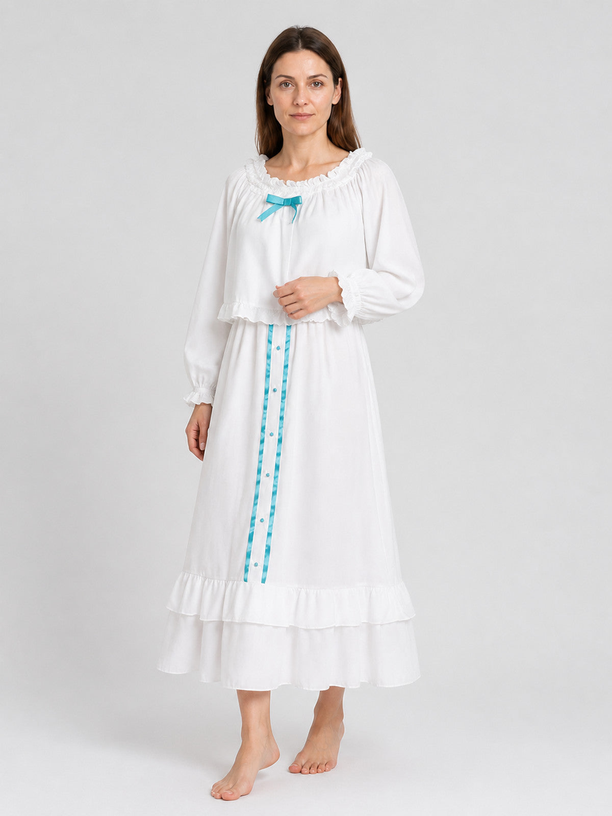 Amiya Arknights Pajama Dress, White, Long Sleeves Costume Dresses detail