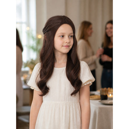 Long Wavy Brown Carnival Wig lifestyle view