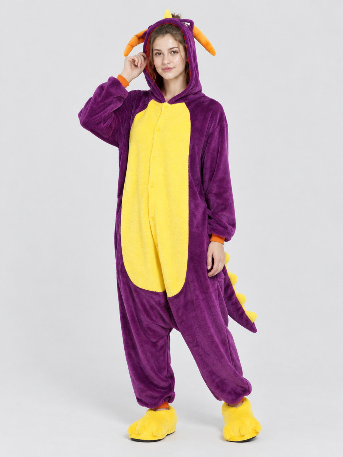 Dragon Kigurumi Pajama, Purple, with Hood and Tail