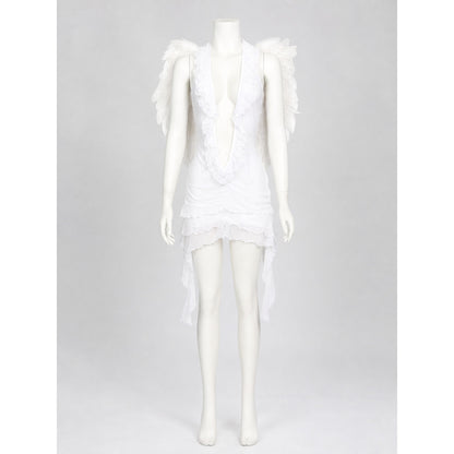 Angel Costume with Wings and Ruffles for Cosplay Costumes detail