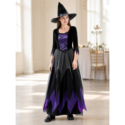 Black and Purple Long-Sleeved Cosplay Dress lifestyle view