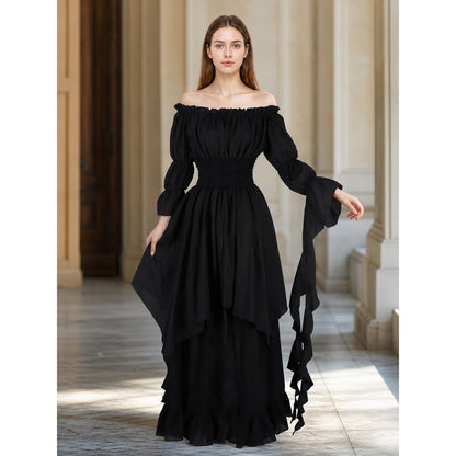 Black Off-the-Shoulder Maxi Dress with Ruffles lifestyle