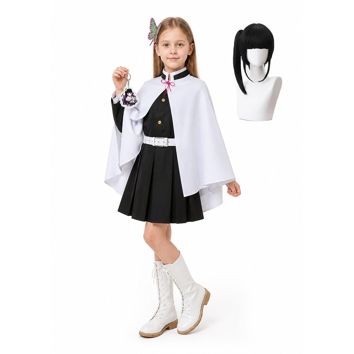 Tsuyuri Kanao Cosplay Costume with Cape and Wig Costume Capes detail