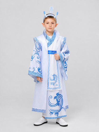 Ao Bing Cosplay Costume, 6-Piece Set, White and Blue Costumes detail