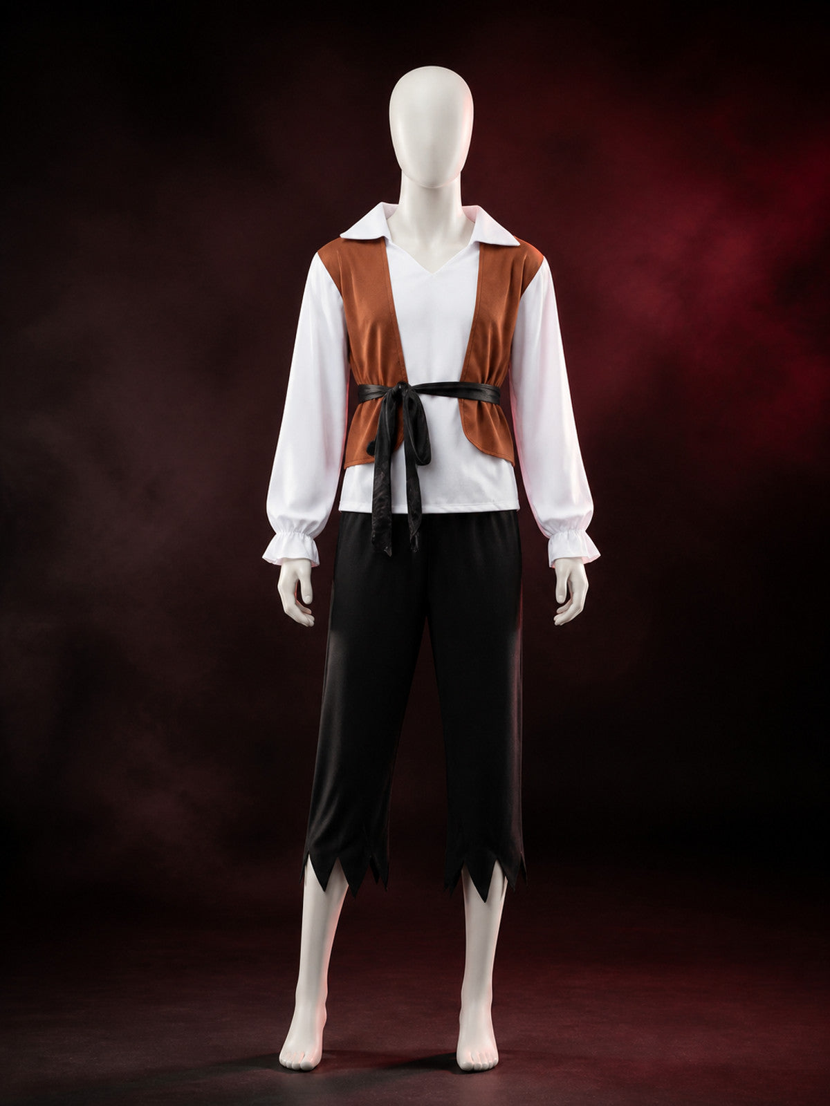 Kids Pirate Costume Set, Brown Vest & Torn Pants, Halloween Party Outfit main product view