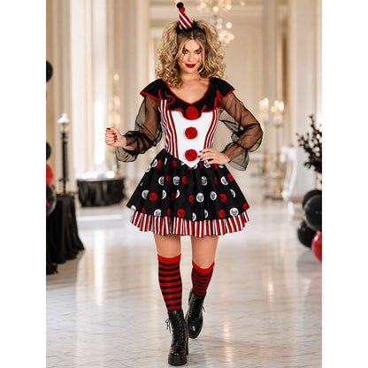Circus-Style Clown Costume for Stage Performances
