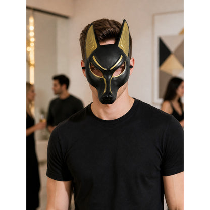Black and Gold Anubis Carnival Mask for Halloween lifestyle view