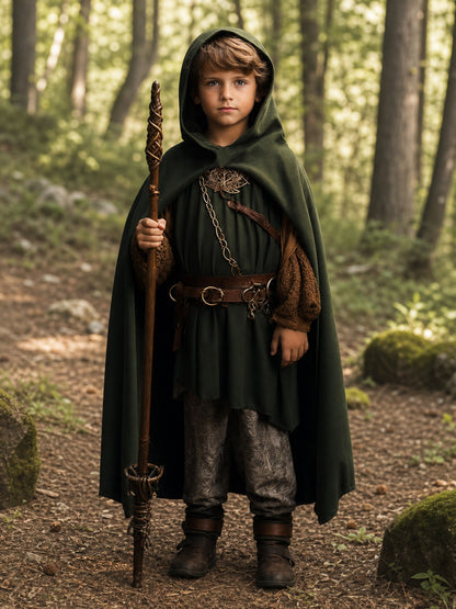 Green Hooded Costume Cloak, XL