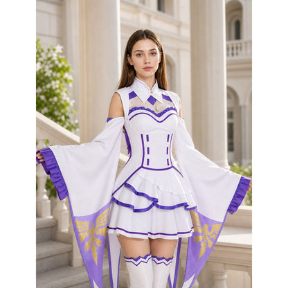 Emilia Cosplay Dress with Tiered Skirt and Wide Sleeves