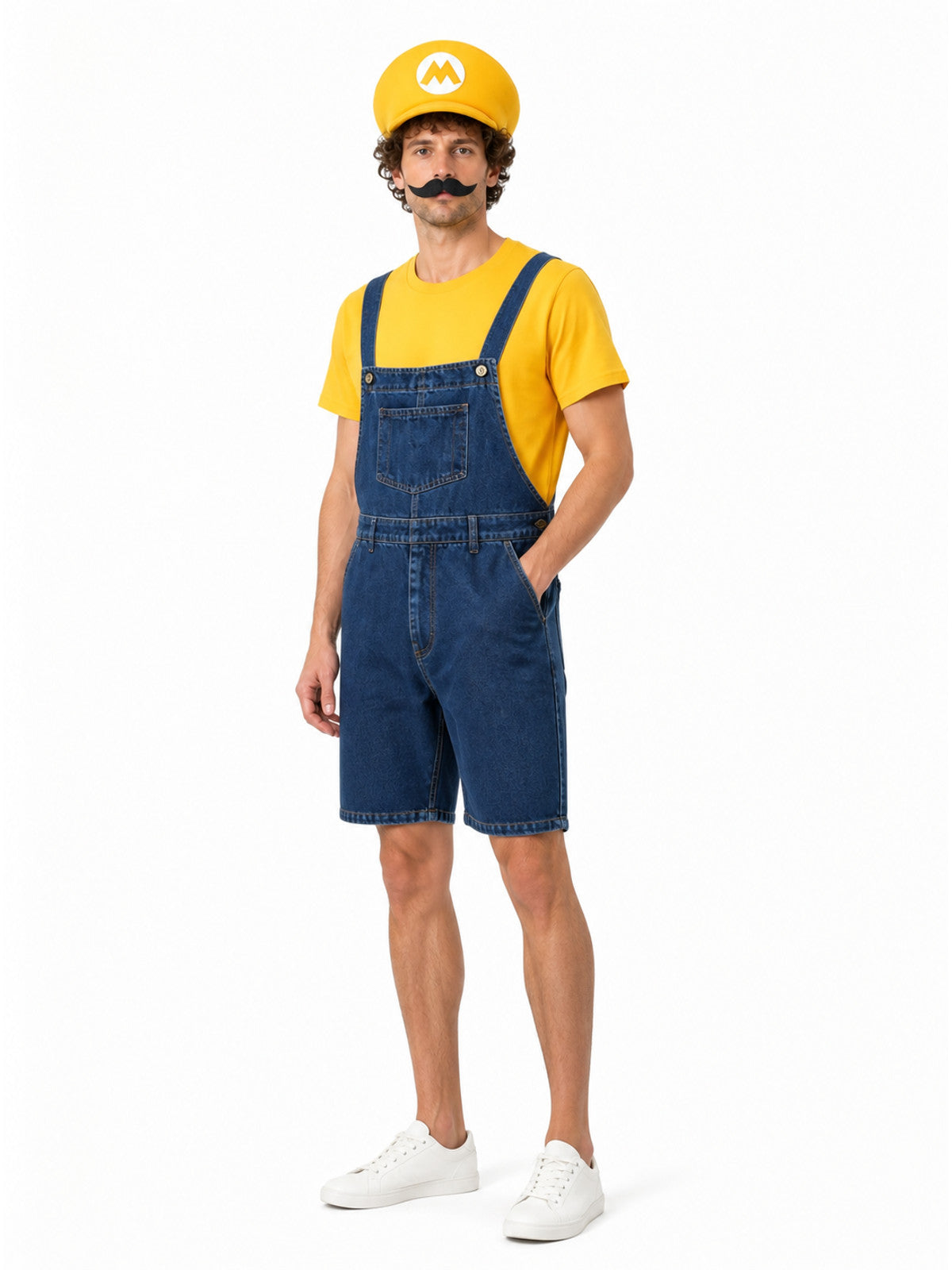 Mario Costume with T-Shirt, Shorts, and Cap Costume Headwear detail