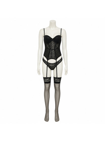 Lace Bodysuit with Straps and Belt