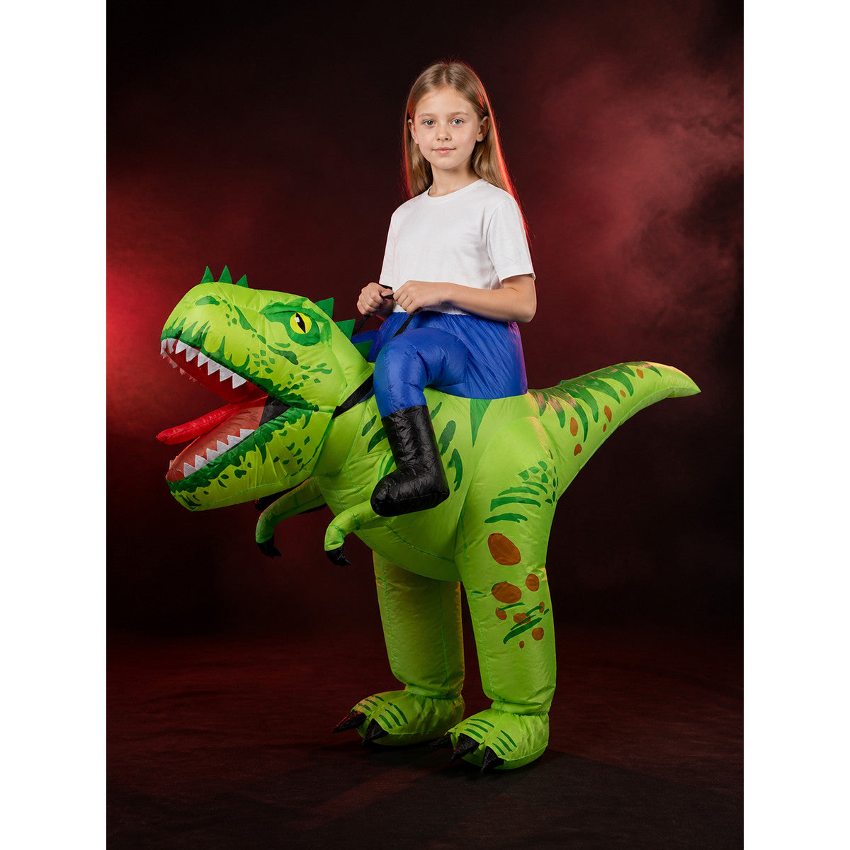 Kids Inflatable Green Dinosaur Costume with Spikes and Long Tail, Halloween main product view