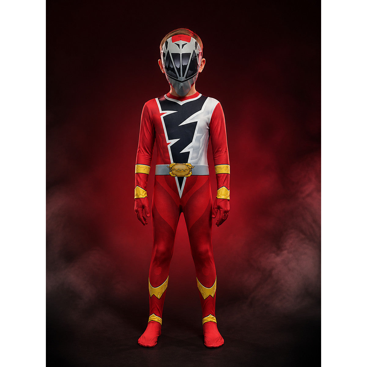 Red Ranger Cosplay Bodysuit Costume with Mask for Halloween, Kids & Adults main product view