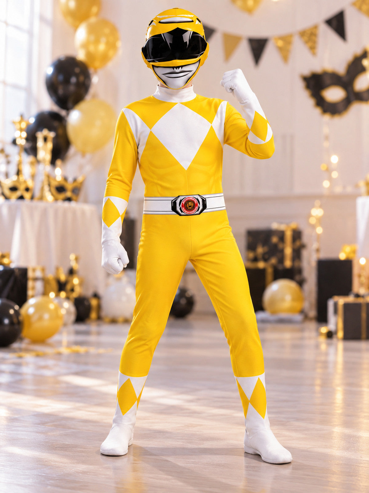 Kids' Carnival Jumpsuit Costume Yellow with Helmet
