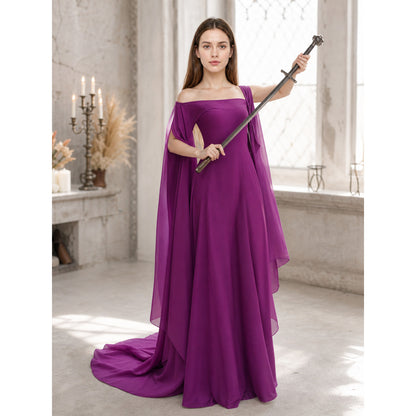 Purple Fantasy Dress with Long Sleeves
