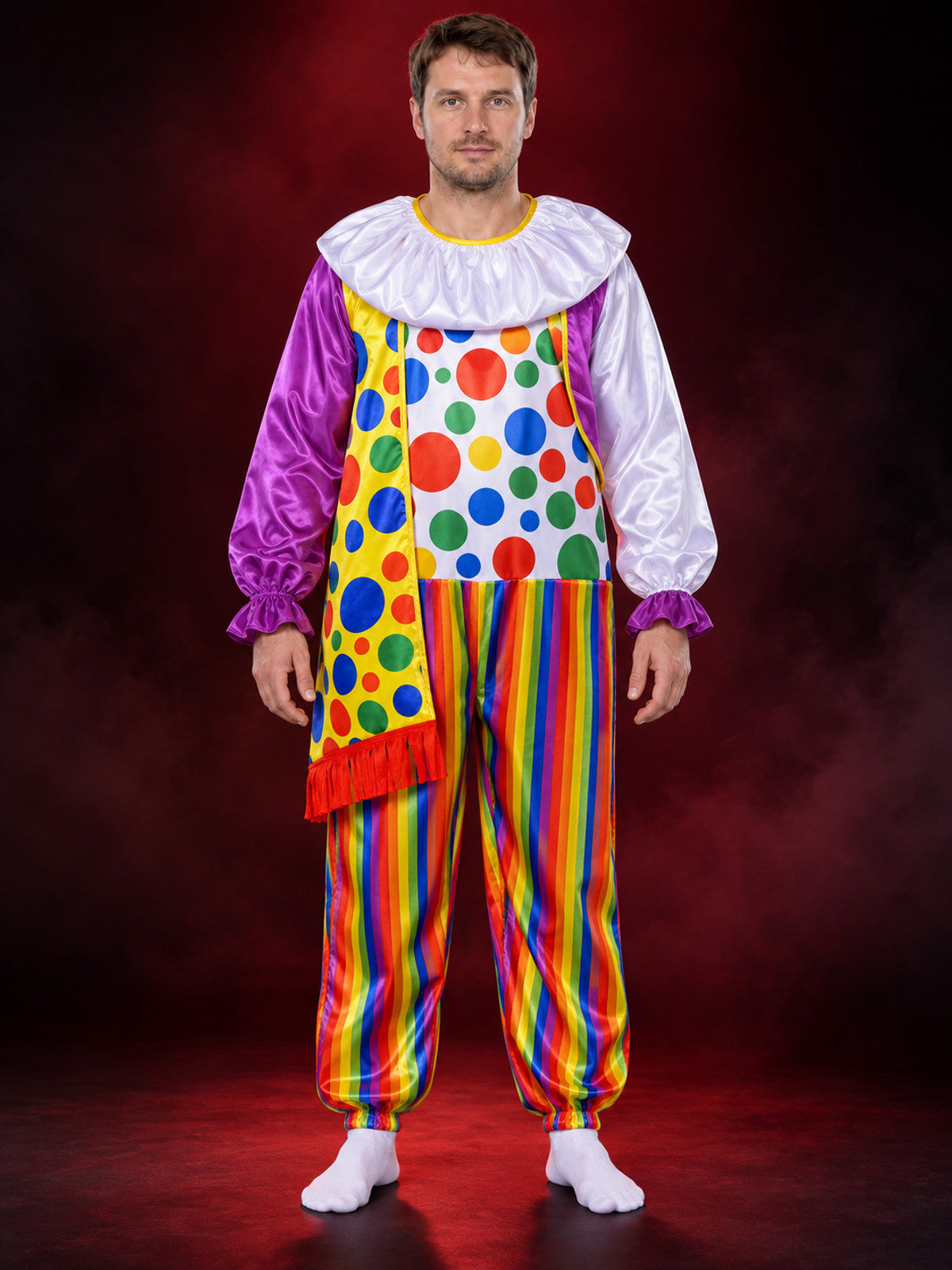 Adult Clown Costume Colorful Jumpsuit