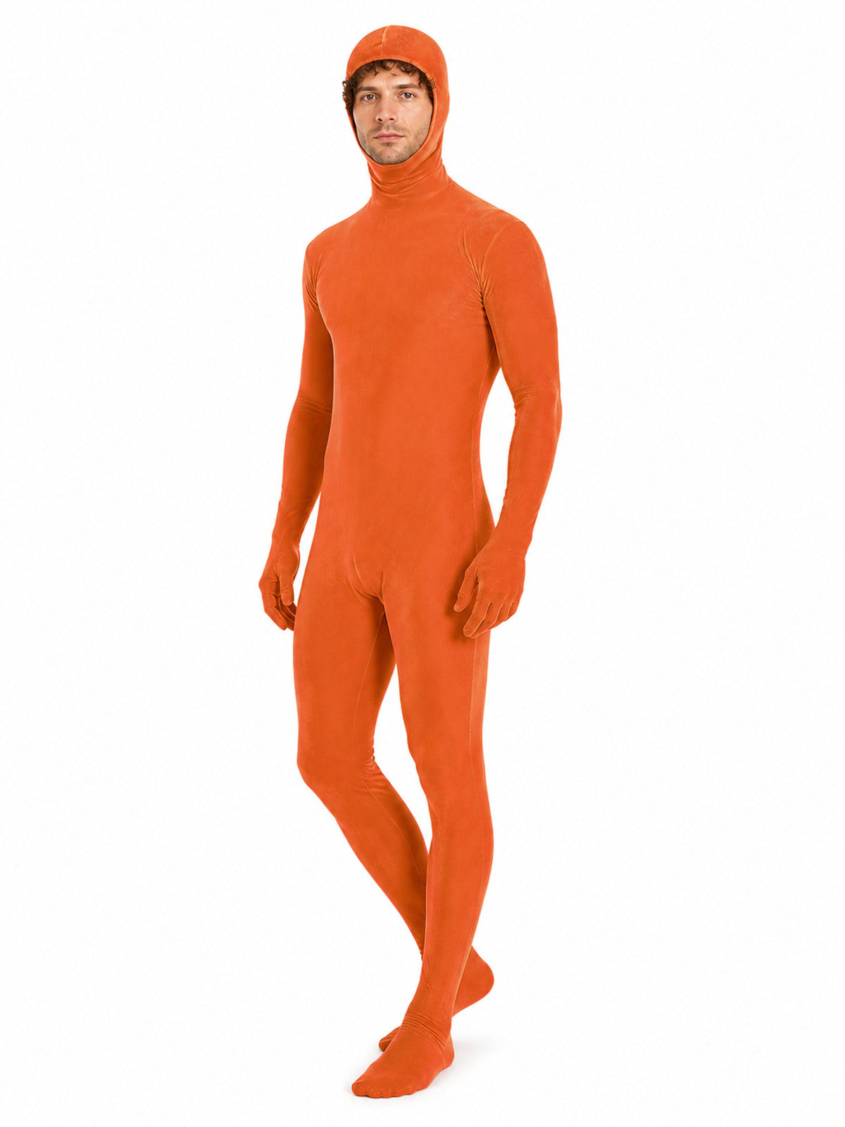 Orange Form-Fitting Hooded Jumpsuit product detail