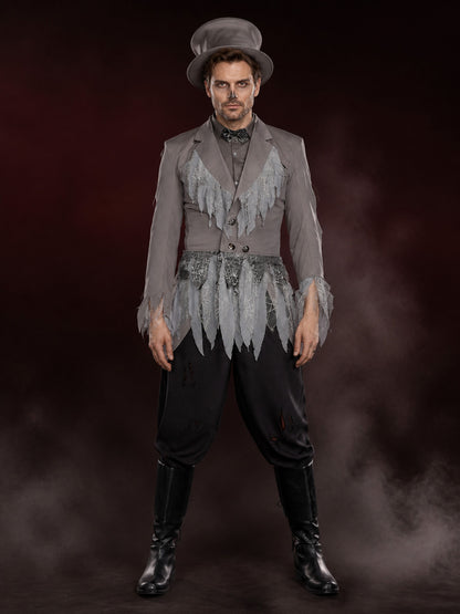 Adult Wizard Costume Set, Gothic Distressed Suit-Style Outfit