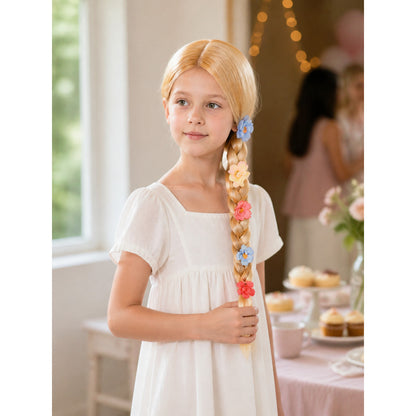 Carnival Wig with a Golden Braid for Halloween and Cosplay lifestyle view