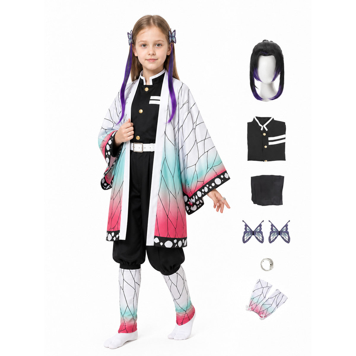 Kocho Shinobu Cosplay Costume with Cape and Wig Costume Capes detail