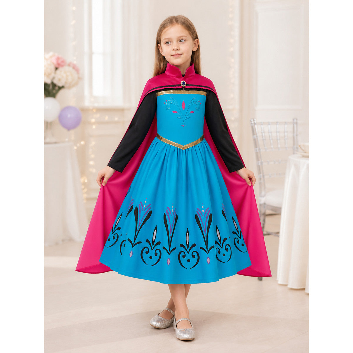 Princess Carnival Costume with Cape for Cosplay lifestyle view