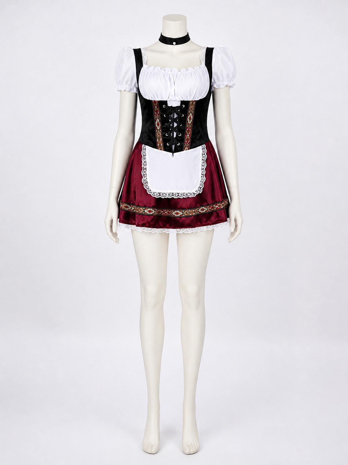 German Oktoberfest Costume with Apron and Lace-Up Front
