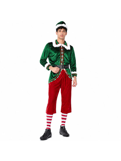 Christmas Elf Costume with White Fur Trim