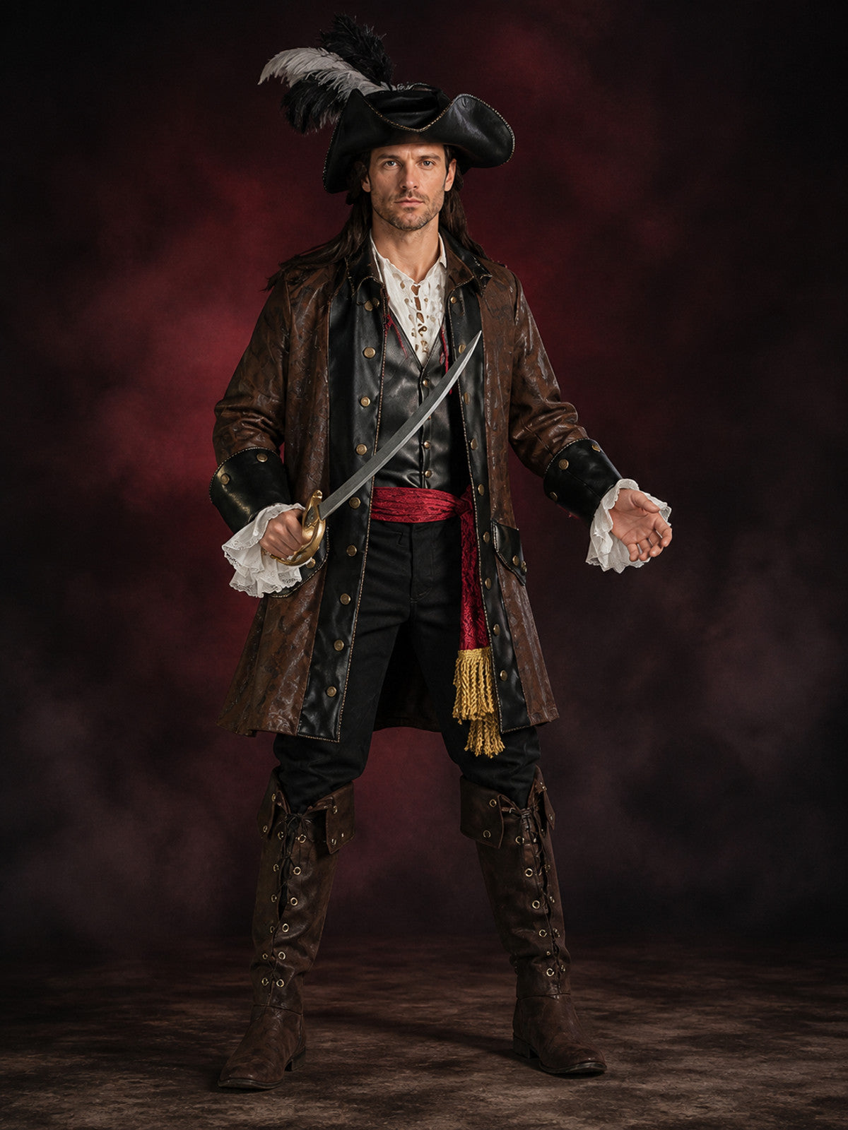 Captain Jack-Style Pirate Costume for Halloween Cosplay main product view