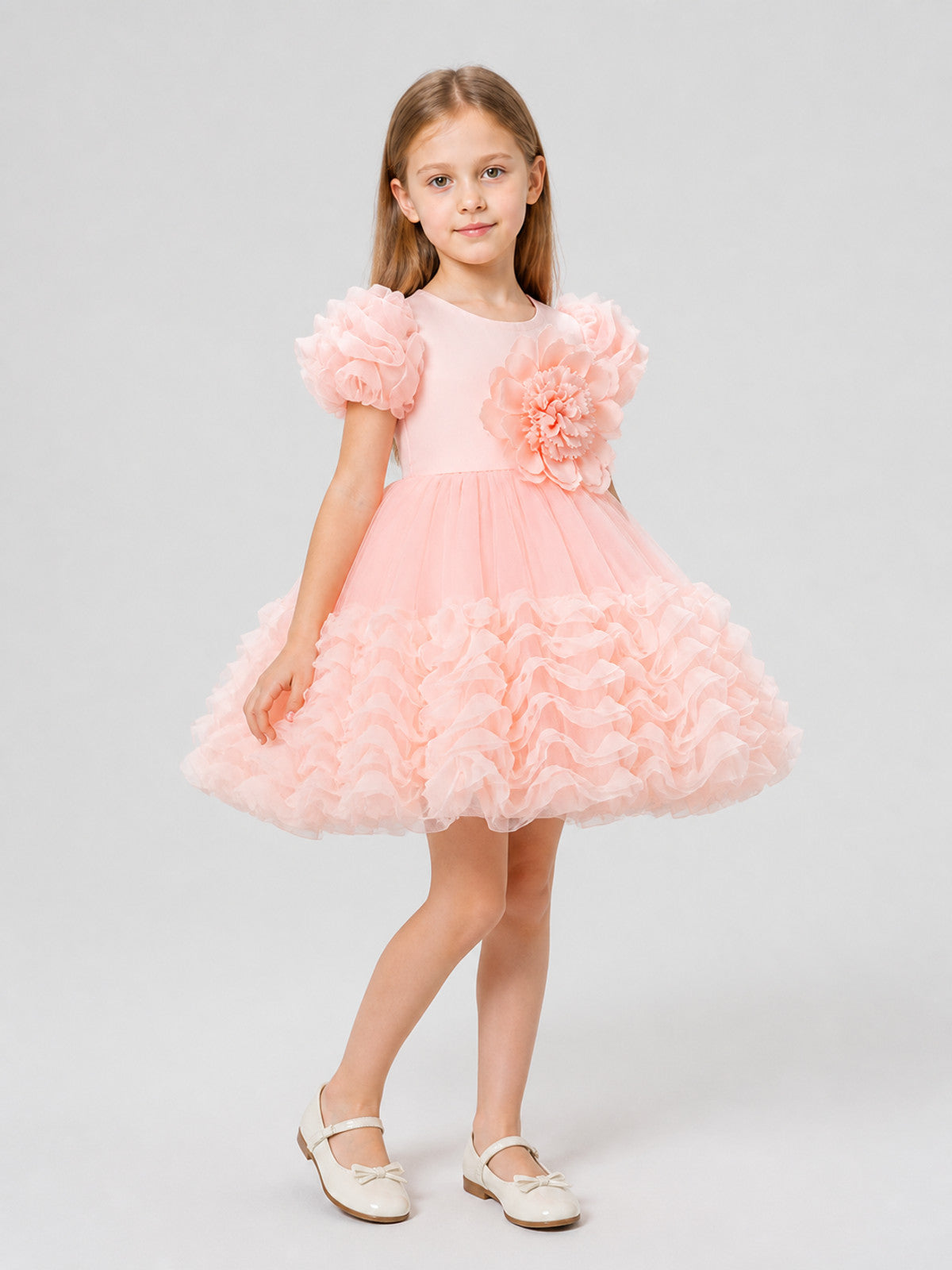Puffy Princess Dress with Mesh and Puff Sleeves Costume Dresses detail