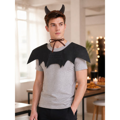 Black Carnival Headband with Wings and Horns for Halloween lifestyle view