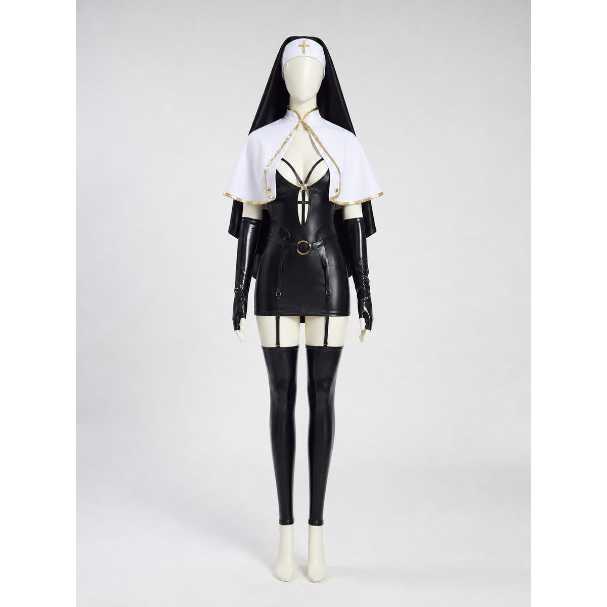 Religious cosplay costume with cape and cross