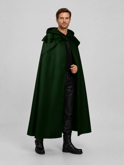 Dark Green Hooded Cloak for Halloween and Cosplay Costume Capes detail