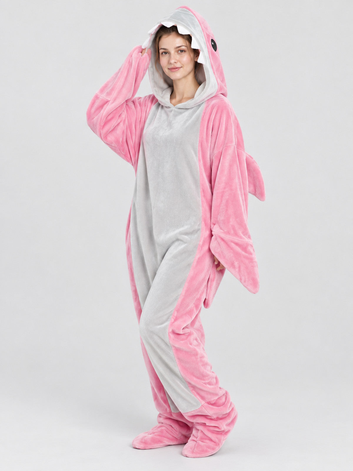 Light Pink Shark Kigurumi Pajama with Fins and Tail