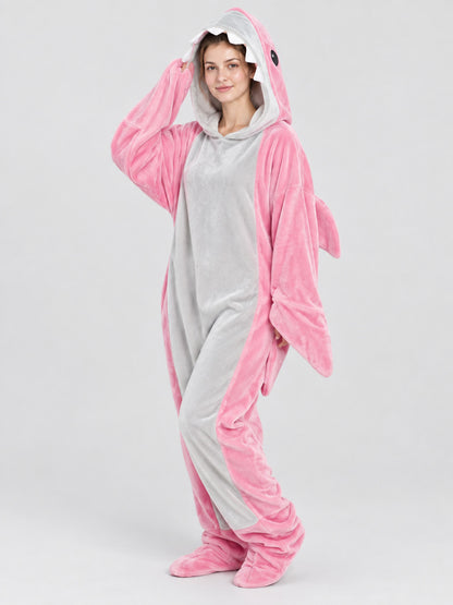 Light Pink Shark Kigurumi Pajama with Fins and Tail