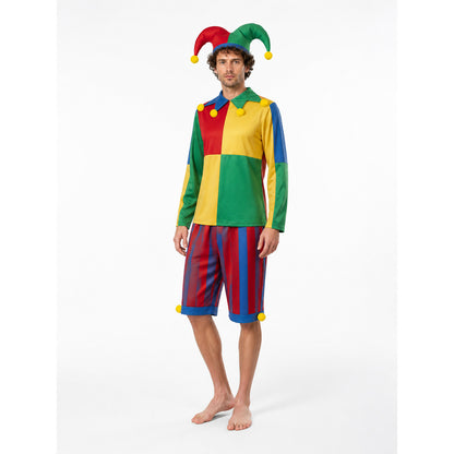 Clown Costume with Striped Shorts and Hat Costume Headwear detail