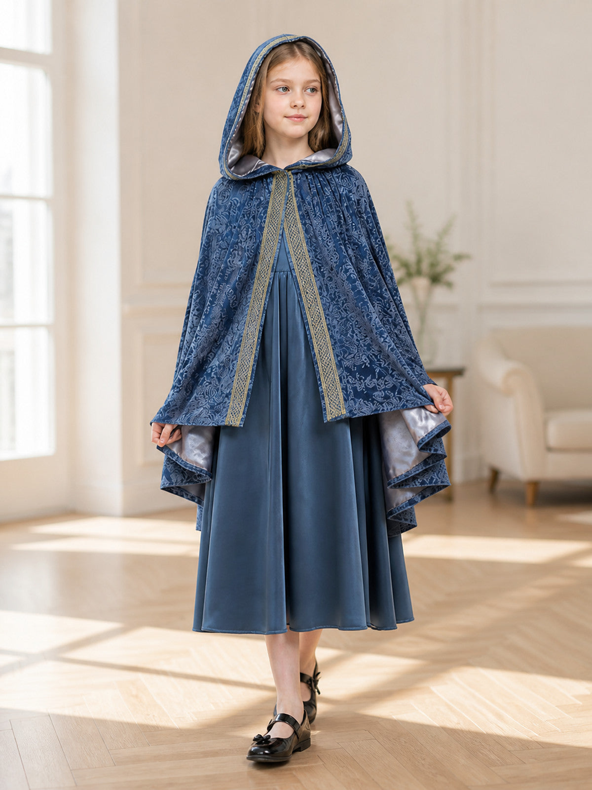 Medieval Hooded Cloak for Cosplay, Halloween lifestyle view