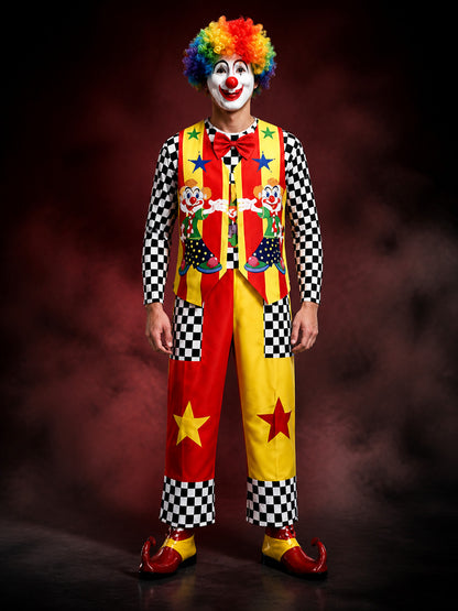 Clown Costume with Chessboard Print and Stars for Shows main product view