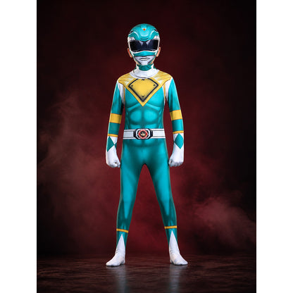 Dinosaur Ranger Teal Geometric Print Jumpsuit Cosplay Halloween Costume main product view