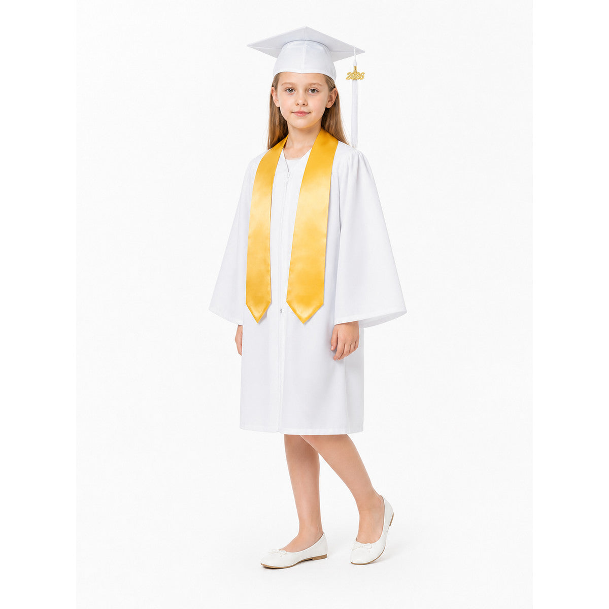 Graduation set with white gown, cap, and stole Costume Dresses detail