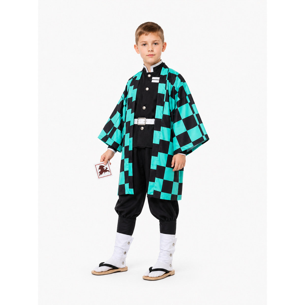 Tanjiro Cosplay Costume with Long Checkered Haori Costumes detail