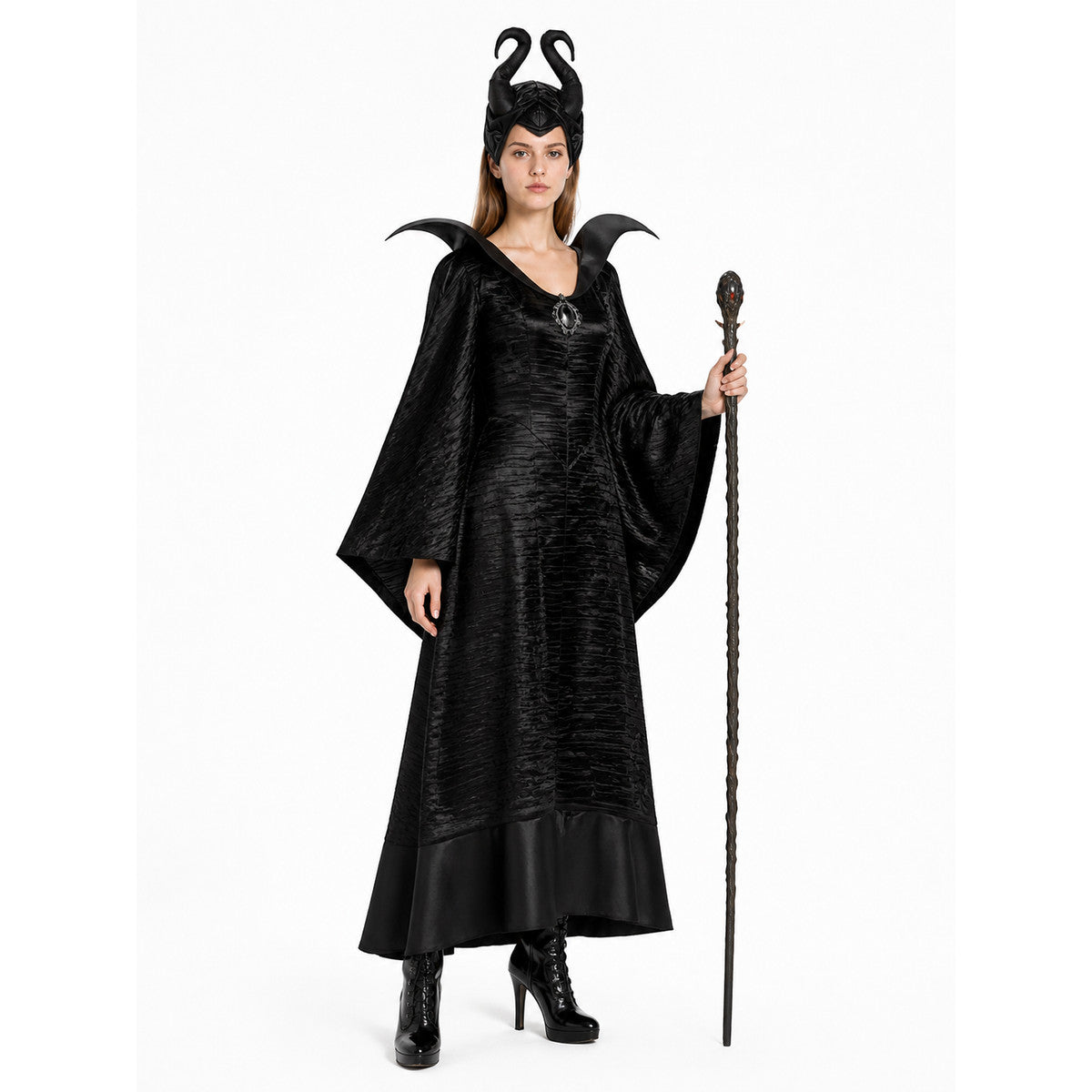 Halloween Costume with Horns and Long Dress Costume Dresses detail